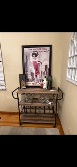 3-Tier Metal and Wood Bar Cart