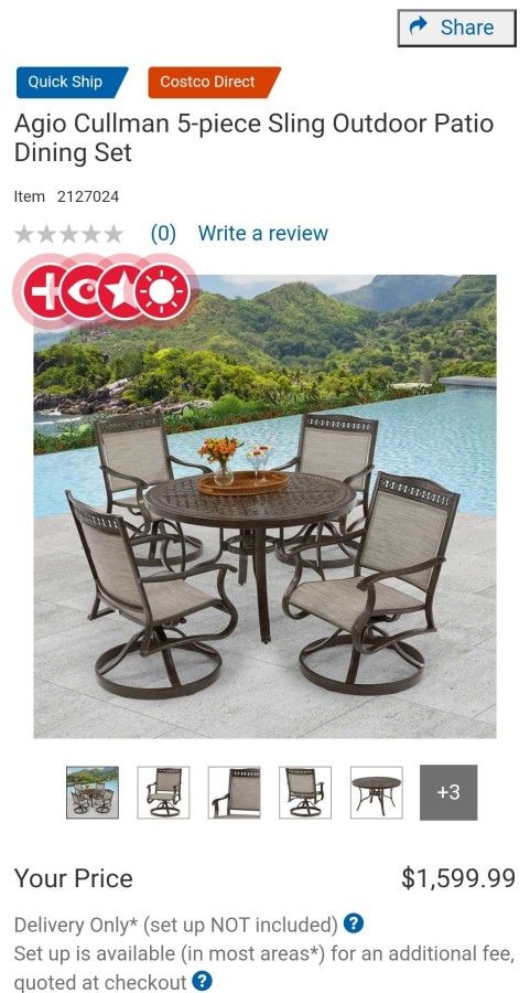 Agio Cullman 5-piece Sling Outdoor Patio Dining Set $1,200