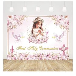 7x5ft First Holy Communion Backdrop, Primera Comunión