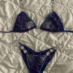 Angel Competition Bikini – Purple AB Crystal Suit – NPC/IFBB – Size Small