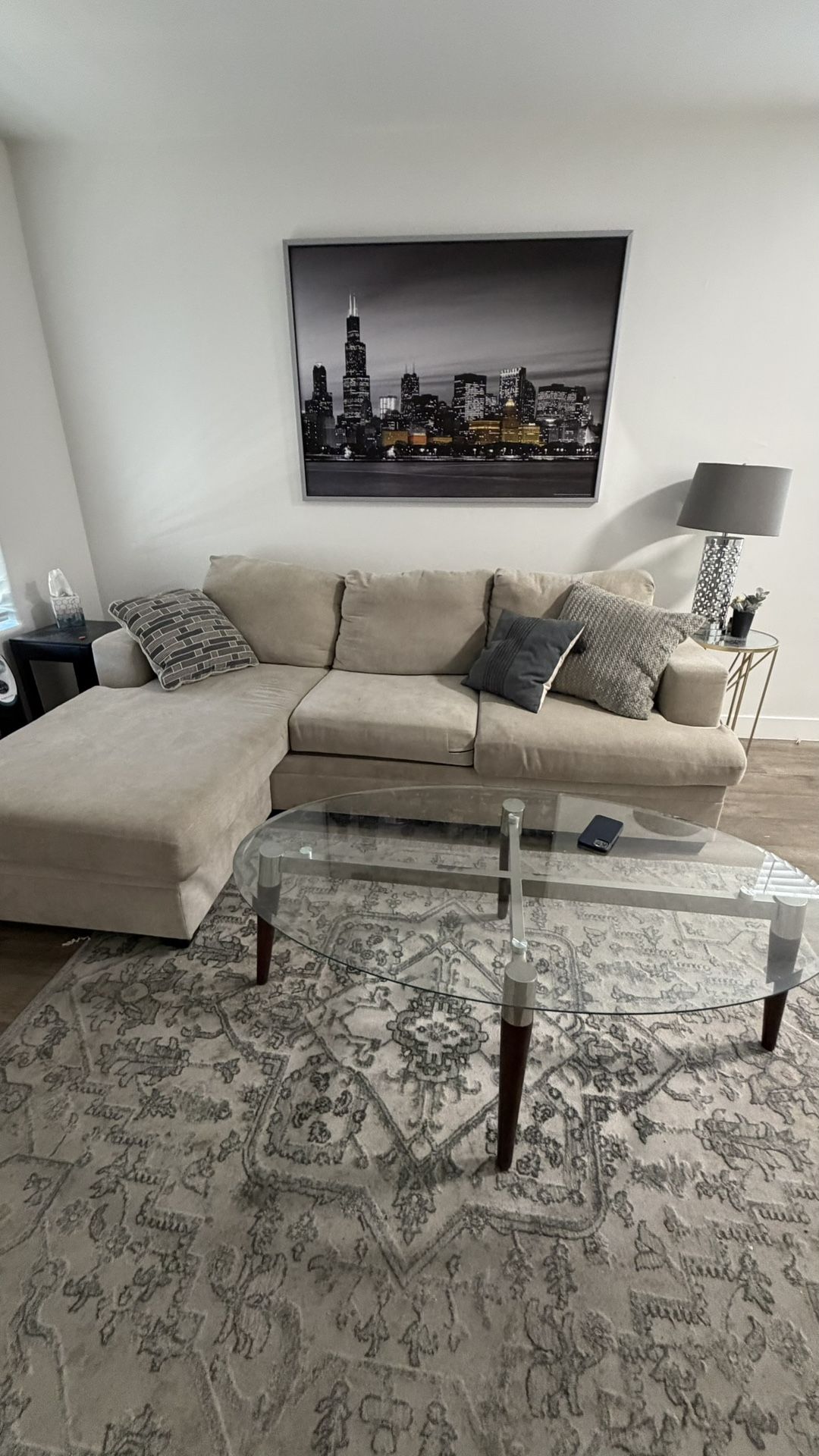 Modern Glass Coffee Table and Side Table