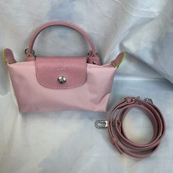 Longchamp Le Pliage Pink Mini Handbag With Strap
