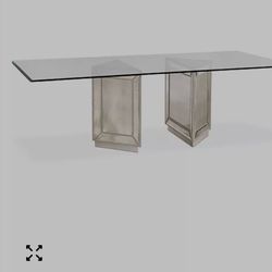All glass Sophia dining table from Macy’s!