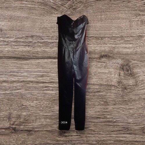 Vintage Betsy Johnson Black Strapless Satin and Sequin Jumpsuit/ Bodysuit