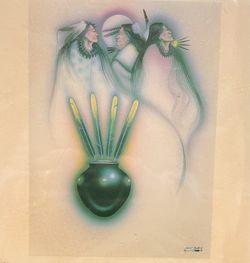 Robert Redbird Original Signed Painted  Tile 