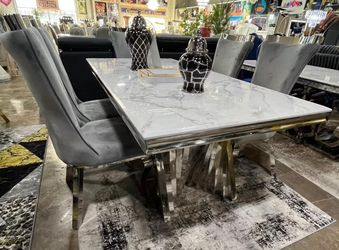 7 PCS HERMOSA MESA DE MARMOL