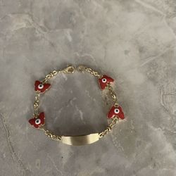 Pulsera  Mal De Ojo Para Niñas En  Baño De Oro