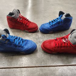 Jordan 5 Retro Mid Red And Blue Suede  Size 7 Y