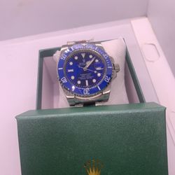 New Blue Face / Blue Bezel / Silver Band Formal Watch With Box! 