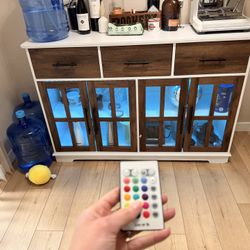 Buffet Cabinet With LED Lighting & Storage