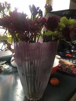 Lavender Glass vase 11 1/2 inch tall