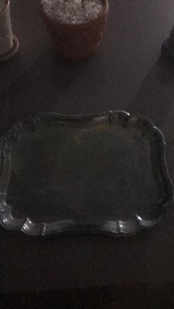 Silver-Tone Decorative Serving Tray
