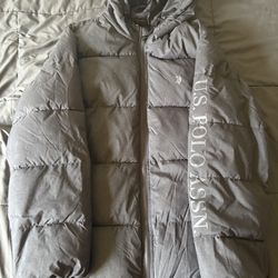 Dark grey polo puffer