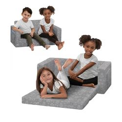 Kids Sofa Bed 2-in-1 Convertible – NEW – Foldable Couch Gray