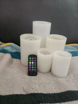 Set of 5 LED Flameless Candles with Remote