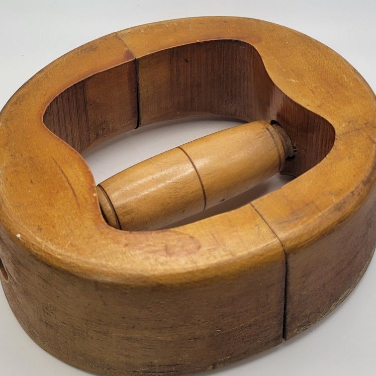 Antique Blonde Wooden Hat Stretcher 6 3/4 Millinery Tool with Adjustable Handle