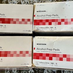 Wholesale lot of 4 boxes of large 1.8in x 3.5in Alcohol Prep Pads all new in box