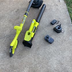 Ryobi 18v Blower And Weeder Battery And Charger