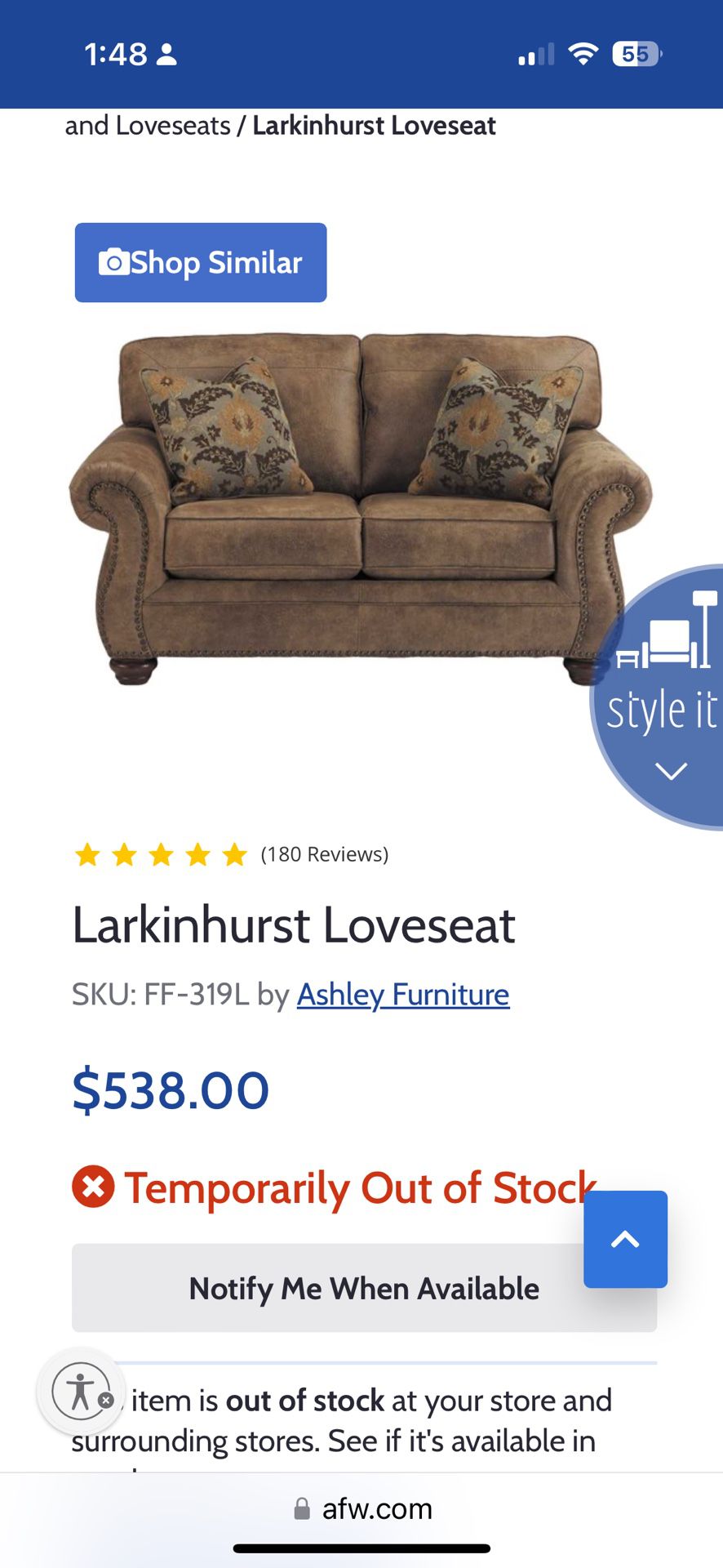 Larkinhurst loveseat Love Seat