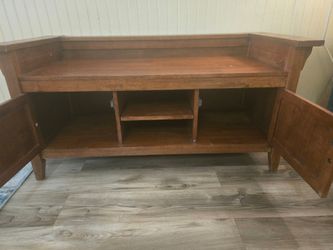 Mission style console or entryway storage bench