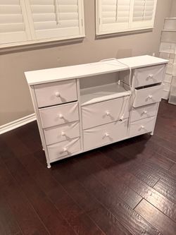White Fabric Dresser with 10 Drawers