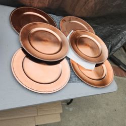 6 Rose Gold Charger Plastic Platters
