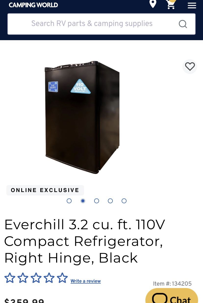 Everchill 3.2 cu. ft. 110V Compact Refrigerator, Right Hinge, Black