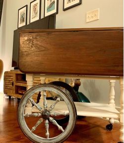 Vintage Ethan Allen Drop Leaf Bar Cart / Coffee Station