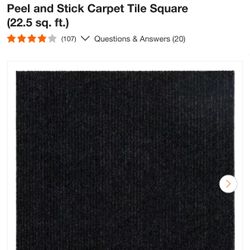 Canyon - Coal - Black Commercial/Residential 18 x 18 in. Peel and Stick Carpet Tile Square (22.5 sq. ft.)
