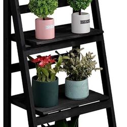 Ladder Shelf Bookcase,4-Tier Leaning Ladder Bookshelf,Industrial Bathroom Shelf, Multifunction Standing Organizer Shelf for Living Room,Home Office an