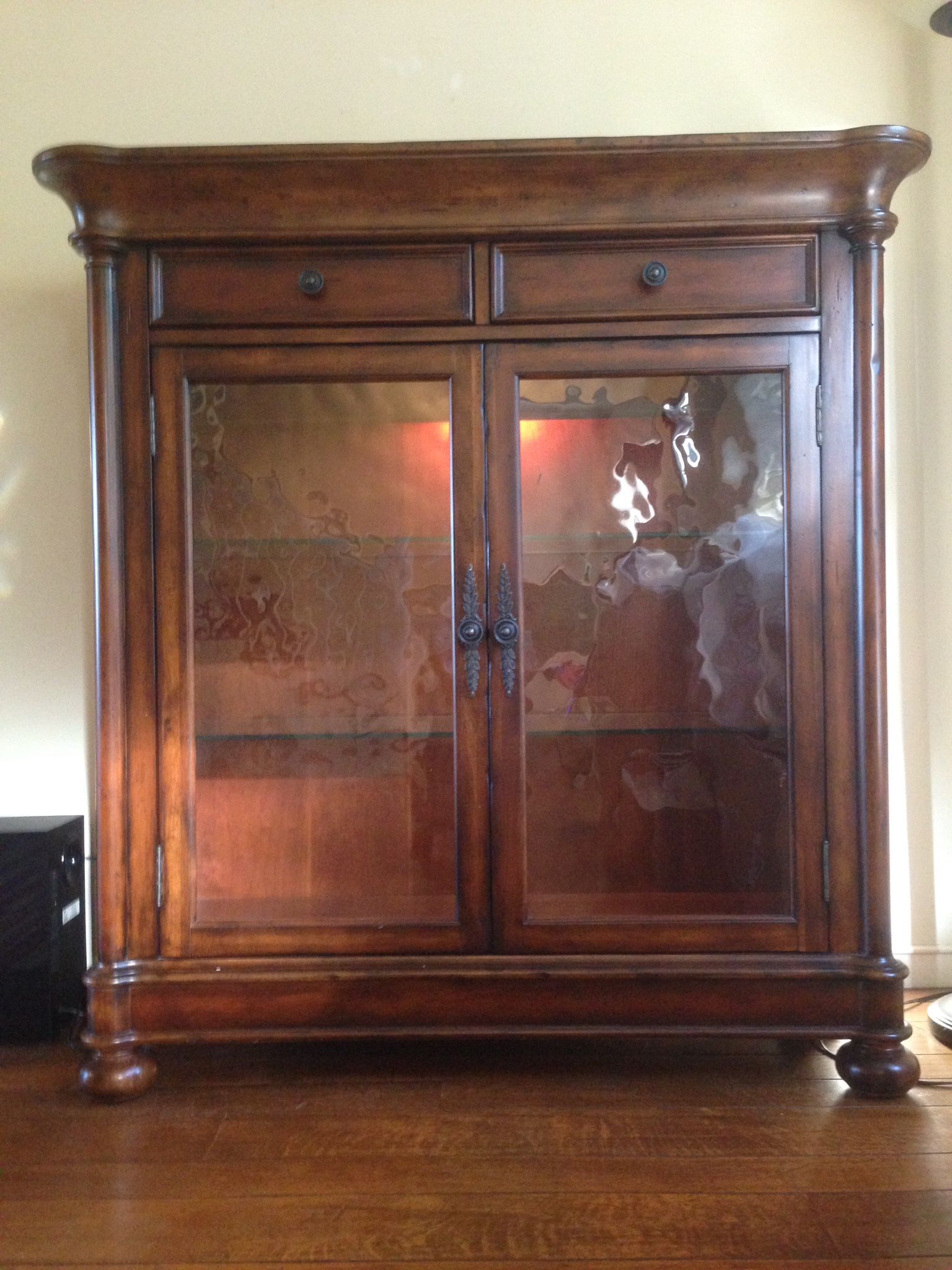 Solid Wood & Glass Armoire- With Lights