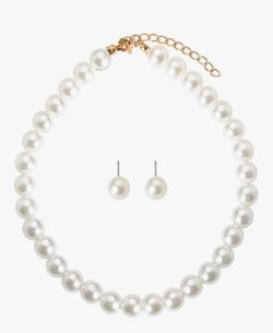 Pearl Necklace & Earrings Set – New