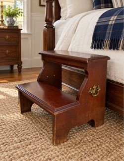 Wooden Two-Step Bed Steps with Brass Hardware