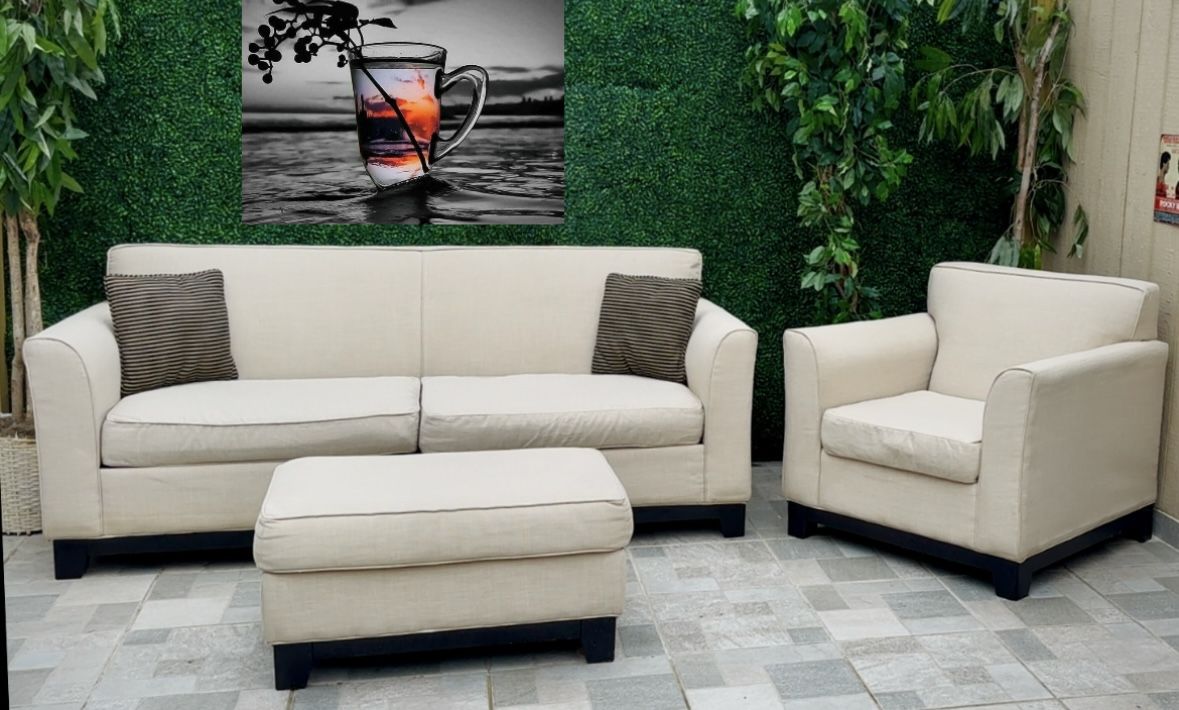 American Furniture Beige Couch, Chair and Ottoman set