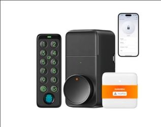 SwitchBot Smart Lock Pro Bundle: Lock+Keypad Touch+Hub Mini Matter, Fingerprint Deadbolt Retrofit, IP65, Matter HomeKit Siri iPhone/Apple Watch, Alexa