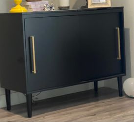 Mid-Century Modern Black Sideboard/Record Player Cabinet