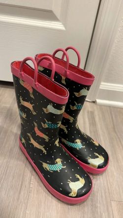 Kids Rain Boots with Dachshund Print