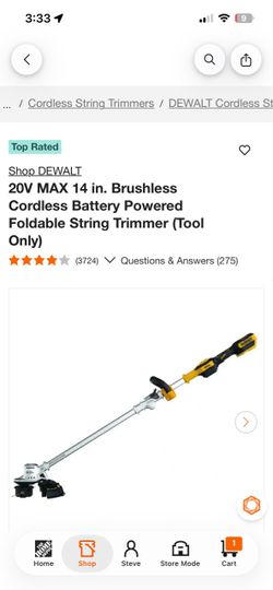 Brand new 20V MAX 14 in. Brushless Cordless Battery Powered Foldable String Trimmer (Tool Only)