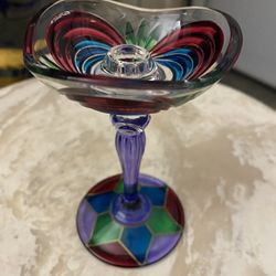 Multi Color Murano Candle Holder   NEW