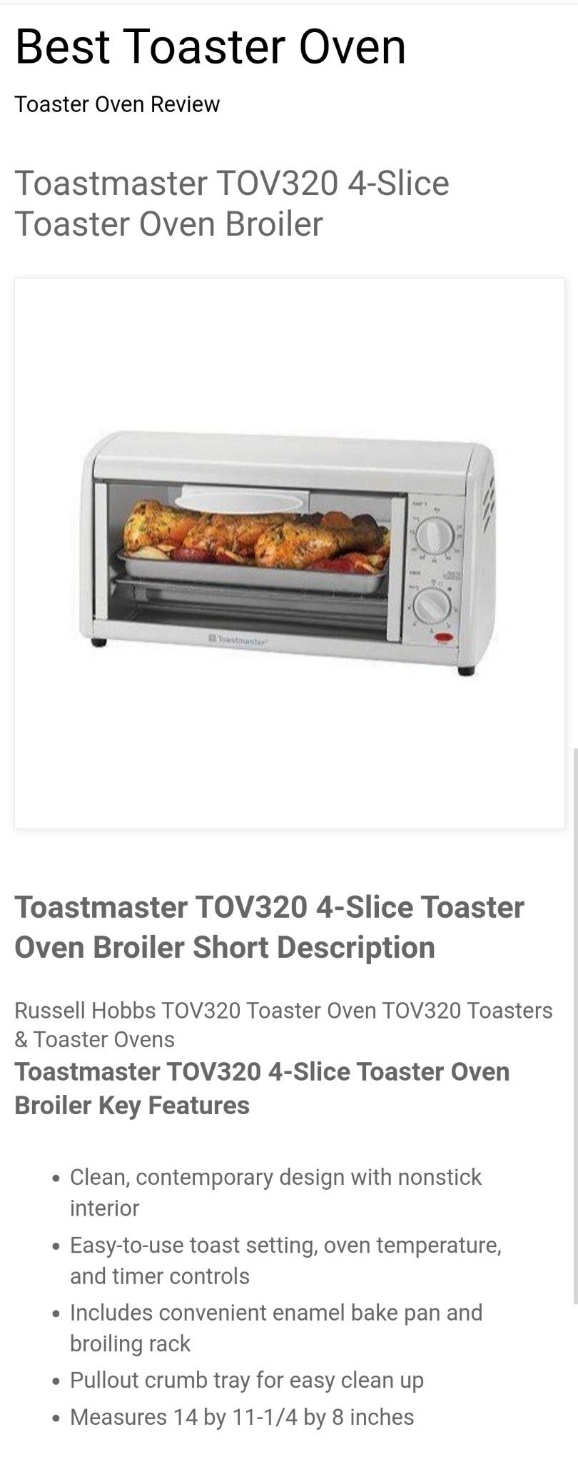 Toastmaster 4-Slice Toaster Oven