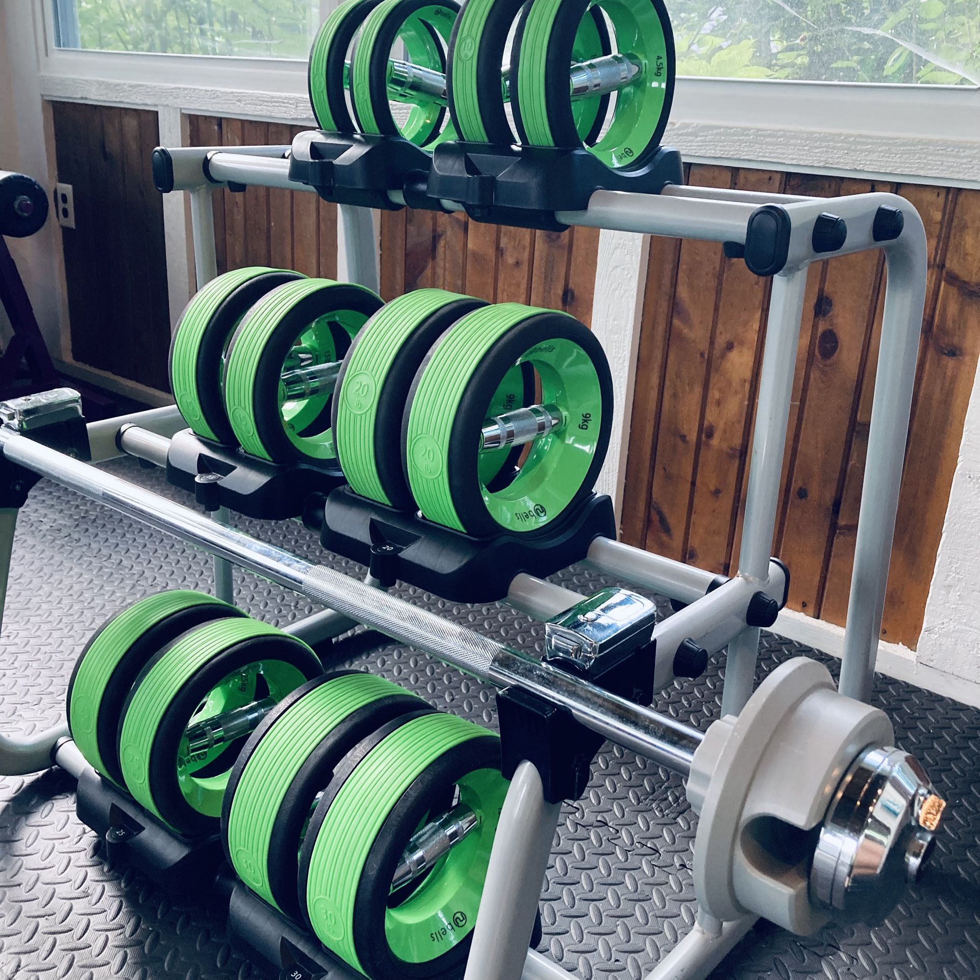 NuBells Dumbbell Set + NuBar + Rack, Commercial Grade from Eat the Frog Fitness