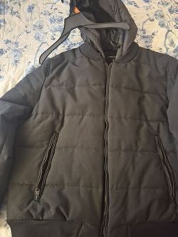 Kenneth Cole Men's Black Hooded Puffer Jacket Full Zip Quilted Size XXL For Men
