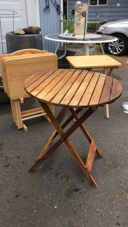 Wood patio table folding