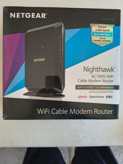 NETGEAR - Nighthawk AC1900 Router With DOCSIS 3.0 Cable Modem - Black