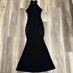 Black Windsor Halter Fit And Flare Maxi Dress
