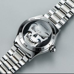 Luxury Watch with Skeleton Skull