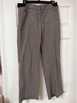 Korean Women's Checkered Wide-Leg Career Pants – Stretch Side Panels