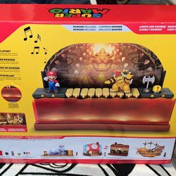 Super Mario Nintendo Deluxe Bowser Battle Playset with Lights and Sounds, 2.5 Inch Bowser Action Figure Included
