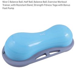 Nice C Balance Ball, Half Ball, Balance Ball, Exercise Workout Trainer, with Resistant Band, Strength Fitness Yoga with Bonus Foot Pump NICE