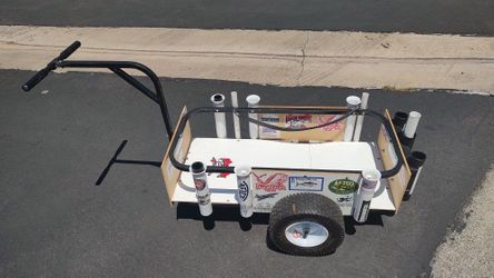 Custom-Built 2 Wheel Fishing Surf Cart With Handle.
